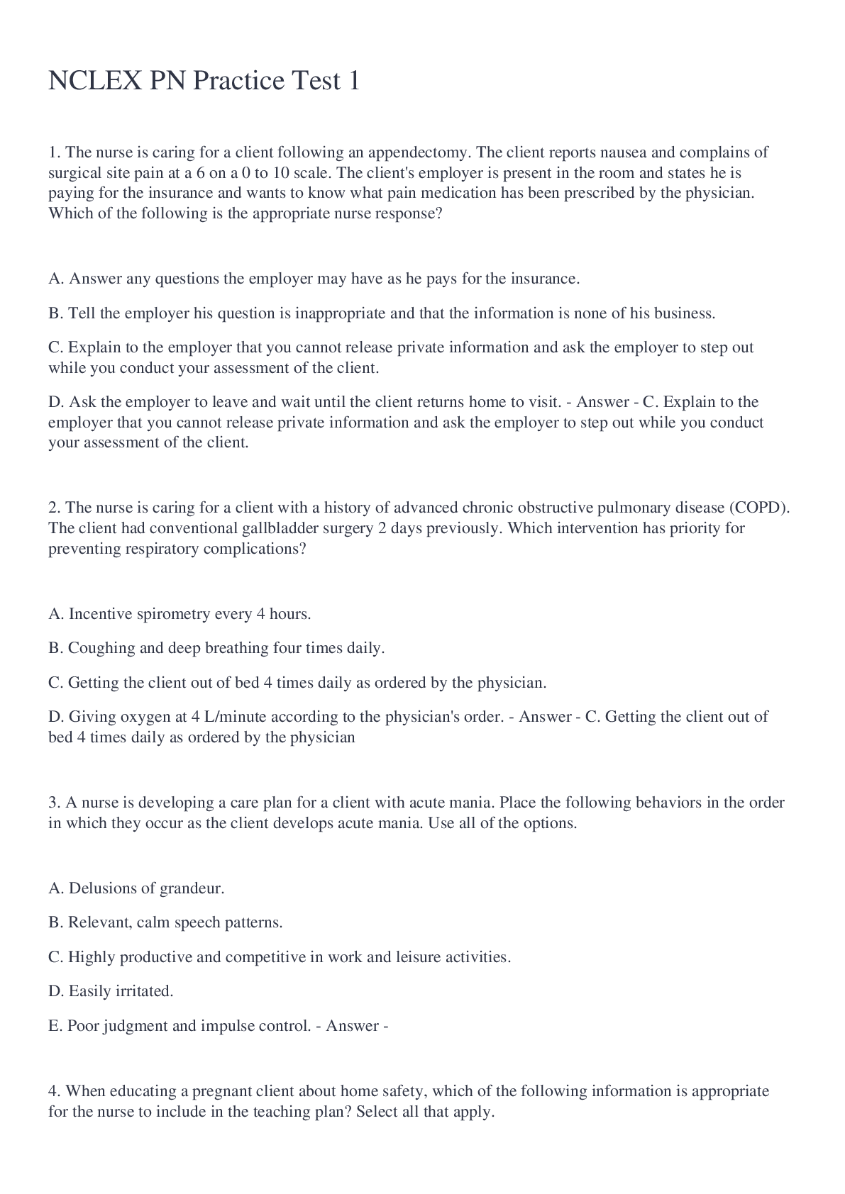 Preview image for NCLEX PN Practice Test 1, Questions and answers, 2022, Graded A+